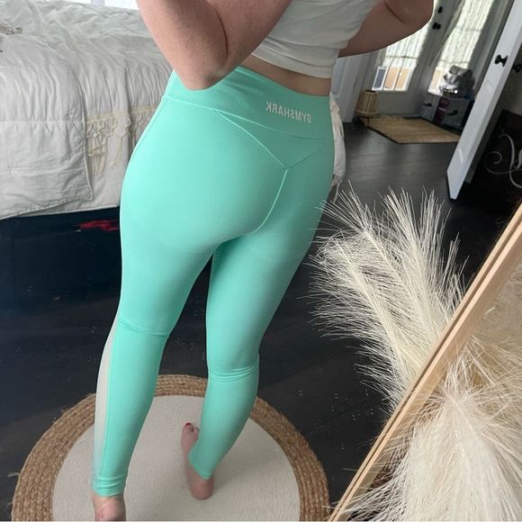 Gymshark Mint Green Mesh Logo Leggings - Picture 7 of 12